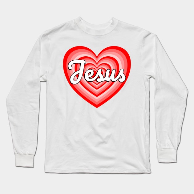 I Love Jesus Heart Long Sleeve T-Shirt by Popular Objects™